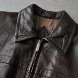 イヴ サンローラン 1990's YSLロゴ ジップアップ レザージャケット キルティング裏地 ダークブラウン - NEWSED