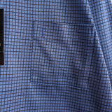 1990's イヴ・サンローラン カサンドラロゴ YSLロゴ ワンポイント刺繍 チェック柄 長袖シャツ ブルー Lサイズ デッドストック - NEWSED