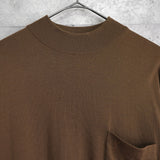 1990's イヴ・サンローラン カサンドラロゴ YSLロゴ モックネック ニット ブラウン Lサイズ - NEWSED