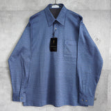 1990's イヴ・サンローラン カサンドラロゴ YSLロゴ ワンポイント刺繍 チェック柄 長袖シャツ ブルー Lサイズ デッドストック - NEWSED