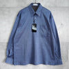 1990's イヴ・サンローラン カサンドラロゴ YSLロゴ ワンポイント刺繍 チェック柄 長袖シャツ ブルー Lサイズ デッドストック