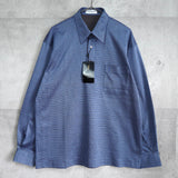 1990's イヴ・サンローラン カサンドラロゴ YSLロゴ ワンポイント刺繍 チェック柄 長袖シャツ ブルー Lサイズ デッドストック - NEWSED