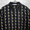 1990's カサンドラロゴ YSLロゴ ワンポイント刺繍 総柄 半袖ポロシャツ ブラック / イエロー Lサイズ