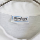1990's イヴ・サンローラン カサンドラロゴ YSLロゴ ワンポイント刺繍 半袖ポロシャツ ホワイト L〜XL相当 - NEWSED