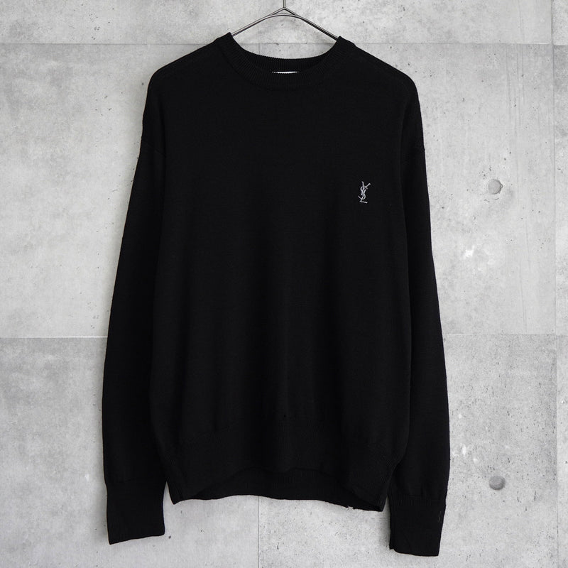 SAINT LAURENT ブラック ロゴ ニットセーター SAINT LAURENT ブラック ロゴ ニットセーター