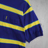 1990's イヴ・サンローラン カサンドラロゴ YSLロゴ ワンポイント刺繍 ボーダー柄 半袖ポロシャツ ブルー×イエロー Mサイズ