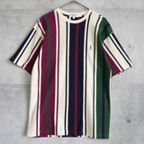 1990's イヴ・サンローラン カサンドラロゴ YSLロゴ ワンポイント刺繍 ストライプ柄 Tシャツ トップス マルチカラー Lサイズ - NEWSED