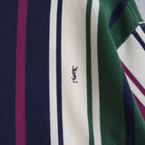 1990's イヴ・サンローラン カサンドラロゴ YSLロゴ ワンポイント刺繍 ストライプ柄 Tシャツ トップス マルチカラー Lサイズ - NEWSED