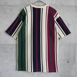 1990's イヴ・サンローラン カサンドラロゴ YSLロゴ ワンポイント刺繍 ストライプ柄 Tシャツ トップス マルチカラー Lサイズ - NEWSED