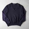 Yves Saint Laurent 1990's Vintage Cassandra Logo YSL Logo V-neck Knit Navy