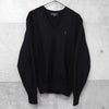 Yves Saint Laurent 1990's Vintage YSL Logo Embroidered V-neck Knit Black