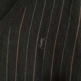 イヴサンローラン 1990's ヴィンテージ YSLロゴ ニット Vネック ストライプ柄 カーキ - NEWSED