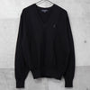 Yves Saint Laurent 1990's Vintage YSL Logo Embroidered V-neck Knit Black