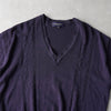 Yves Saint Laurent 1990's Vintage Cassandra Logo YSL Logo V-neck Knit Navy