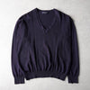 Yves Saint Laurent 1990's Vintage Cassandra Logo YSL Logo V-neck Knit Navy