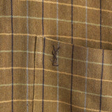 イヴ・サンローラン 1990's カサンドラロゴ YSLロゴ チェック柄 長袖シャツ キャメル XL相当 - NEWSED