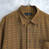 イヴ・サンローラン 1990's カサンドラロゴ YSLロゴ チェック柄 長袖シャツ キャメル XL相当
