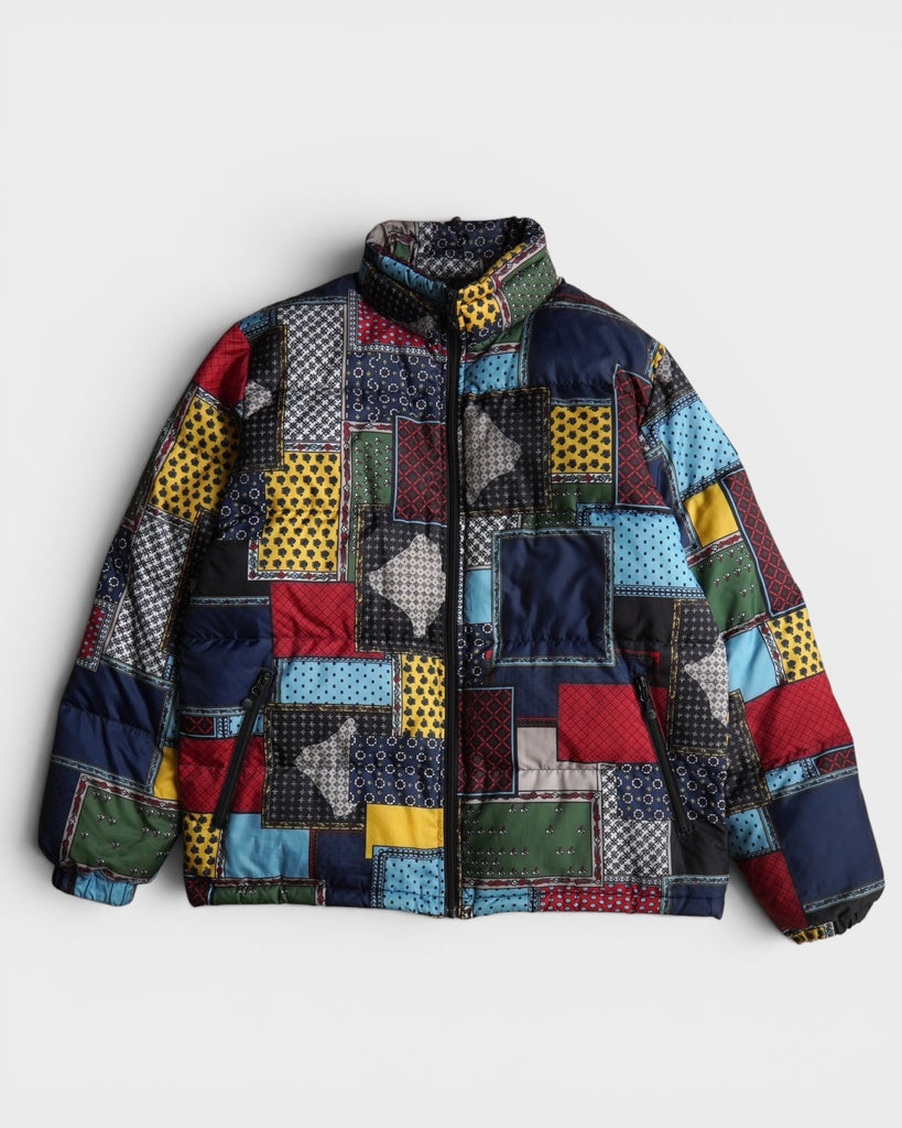 19AW Puffer Jacket ステューシー バンダナ パッチワーク ダウンジャケット マルチカラー M メンズ