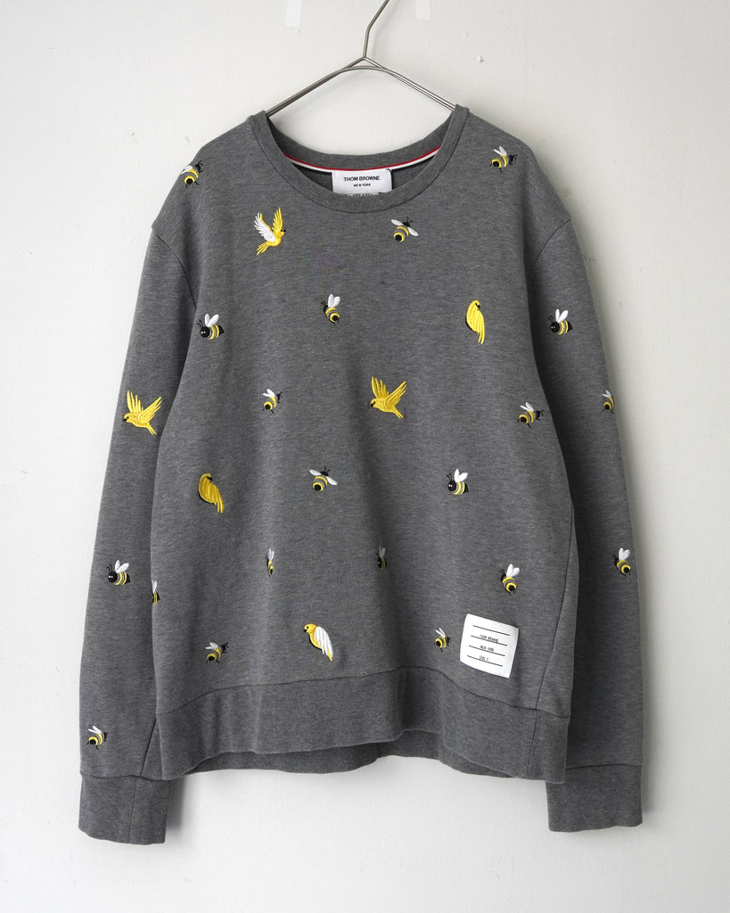 トムブラウン バード ビー 刺繍 スウェット グレー サイズ3 レディース