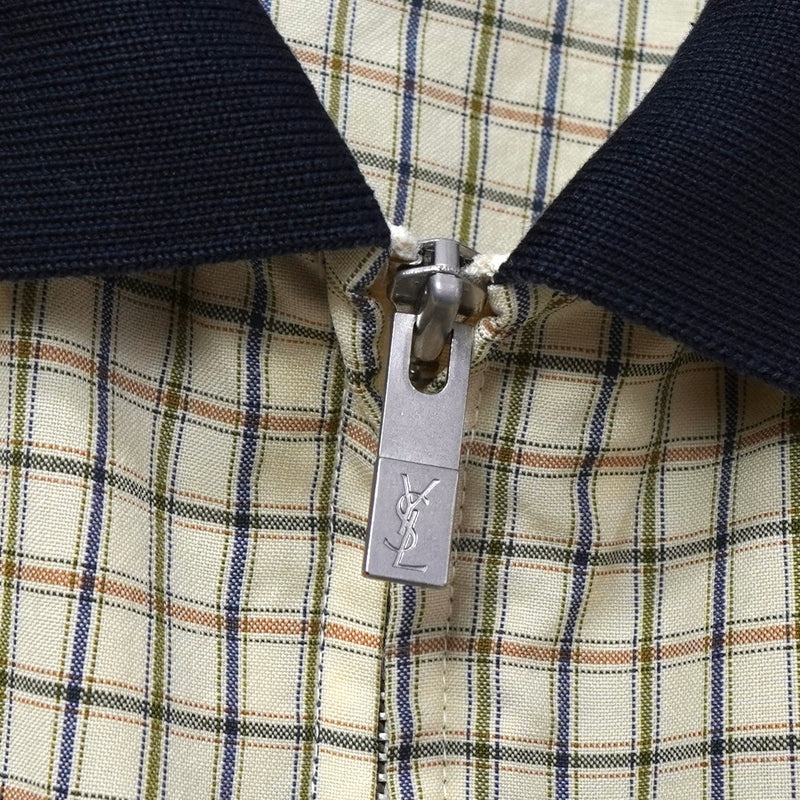 イヴ サンローラン ヴィンテージ YSLロゴ チェック柄 ブルゾン