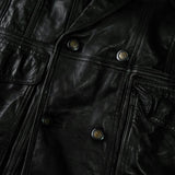 イヴ サンローラン ヴィンテージ 総裏地 YSLロゴボタン レザージャケット レザーブルゾン ブラック