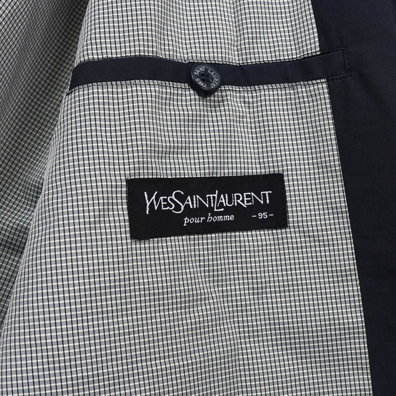 イヴ サンローラン ヴィンテージ YSLロゴ ブルゾン ジャケット ネイビー / ベージュ