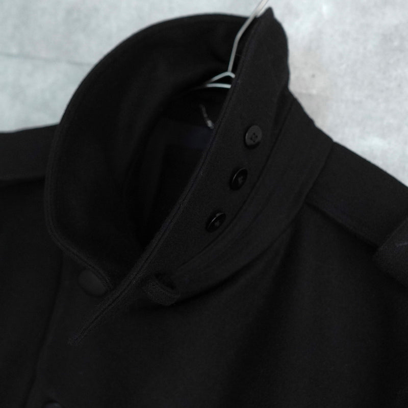 イヴ サンローラン ヴィンテージ YSLロゴ ウール Pコート ブラック