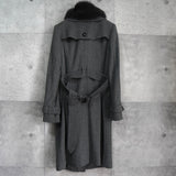 バーバリー リアル フォックスファー カシミヤ ウール ロゴボタン ファーコート ウールコート グレー レディース