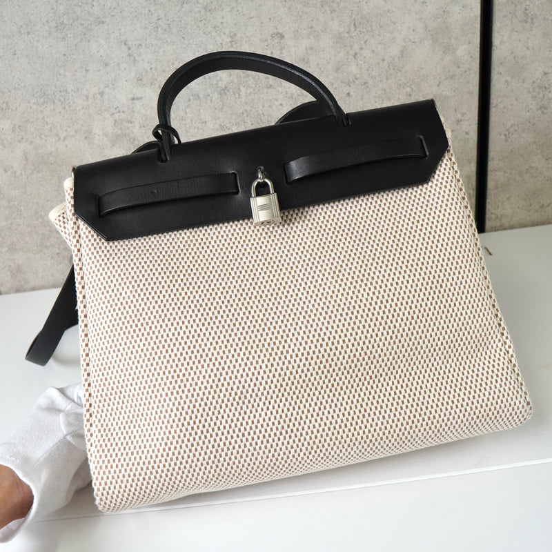 エルメス エールバッグPM トワルアッシュ 2way ハンドバッグ ショルダー ベージュ / ブラック □H刻