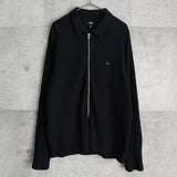 ステューシー Big Thermal Zip Shirt ワンポイントロゴ フルジップ サーマル ブラック メンズ