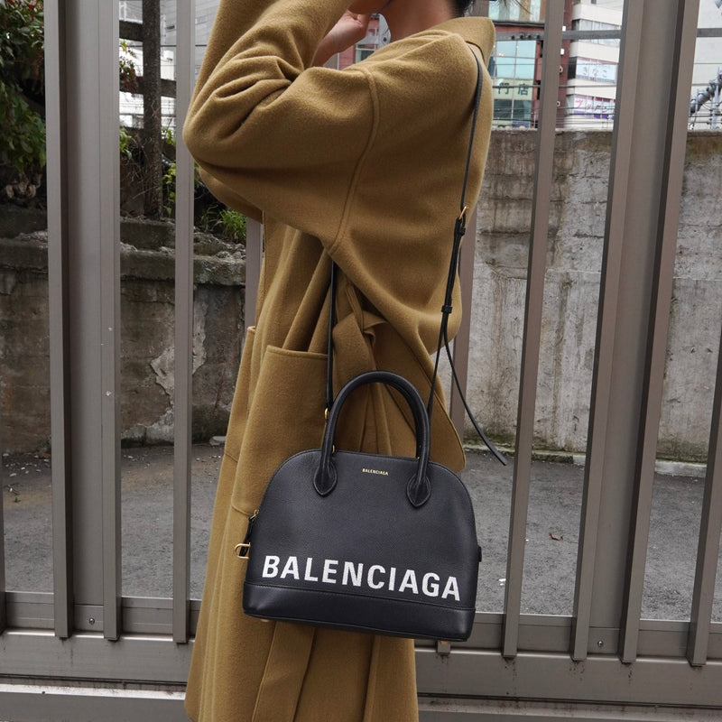 バレンシアガ ヴィル レザー 2way ハンドバッグ ショルダーバッグ ブラック