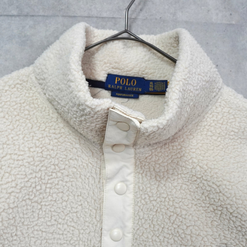 ポロ ラルフローレン ポニーロゴ ハーフジップ フリース プルオーバー アイボリー
