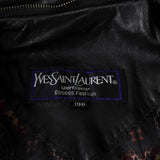 イヴ サンローラン ヴィンテージ 総裏地 YSLロゴボタン レザージャケット レザーブルゾン ブラック