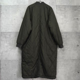 ザ ノースフェイス リバーシブル ロゴ刺繍 ロング丈 キルティングコート ボアコート カーキ / ブラック