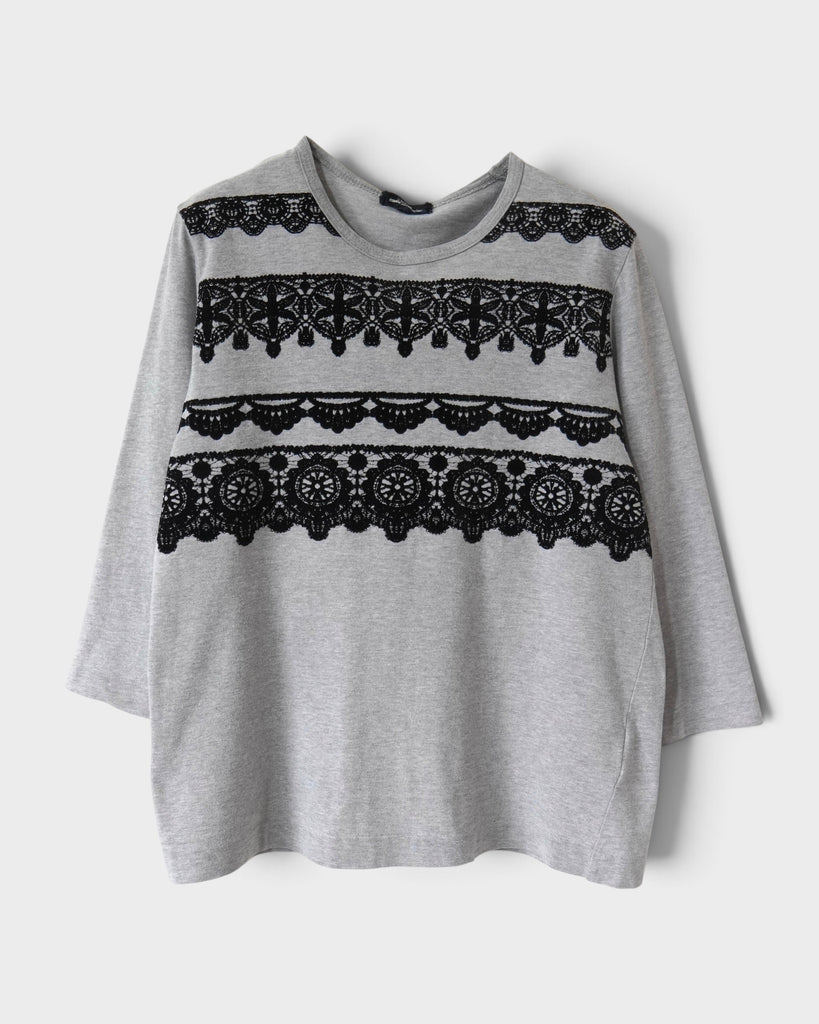 トリコ コム デ ギャルソン AD2012  レース 装飾 長袖Tシャツ ロンT グレー M レディース