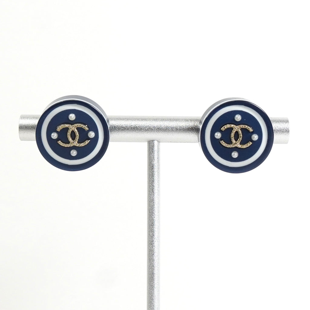 シャネル ココマーク パール サークル ピアス ネイビー レディース