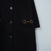 グッチ ホースビット ゴールドボタン マオカラー ウール ロングコート レディース ブラック