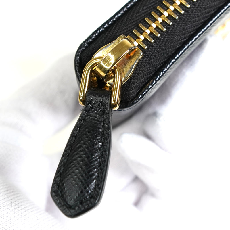 プラダ ロゴ サフィアーノ レザー コインケース ブラック