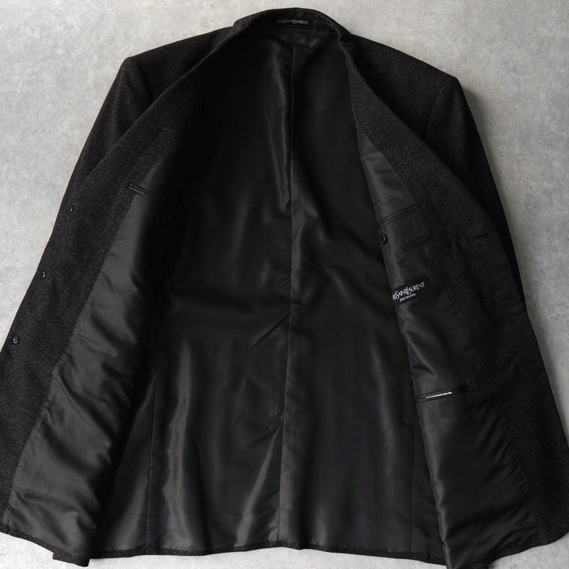 イヴサンローラン ツイード テーラードジャケット ブラウン