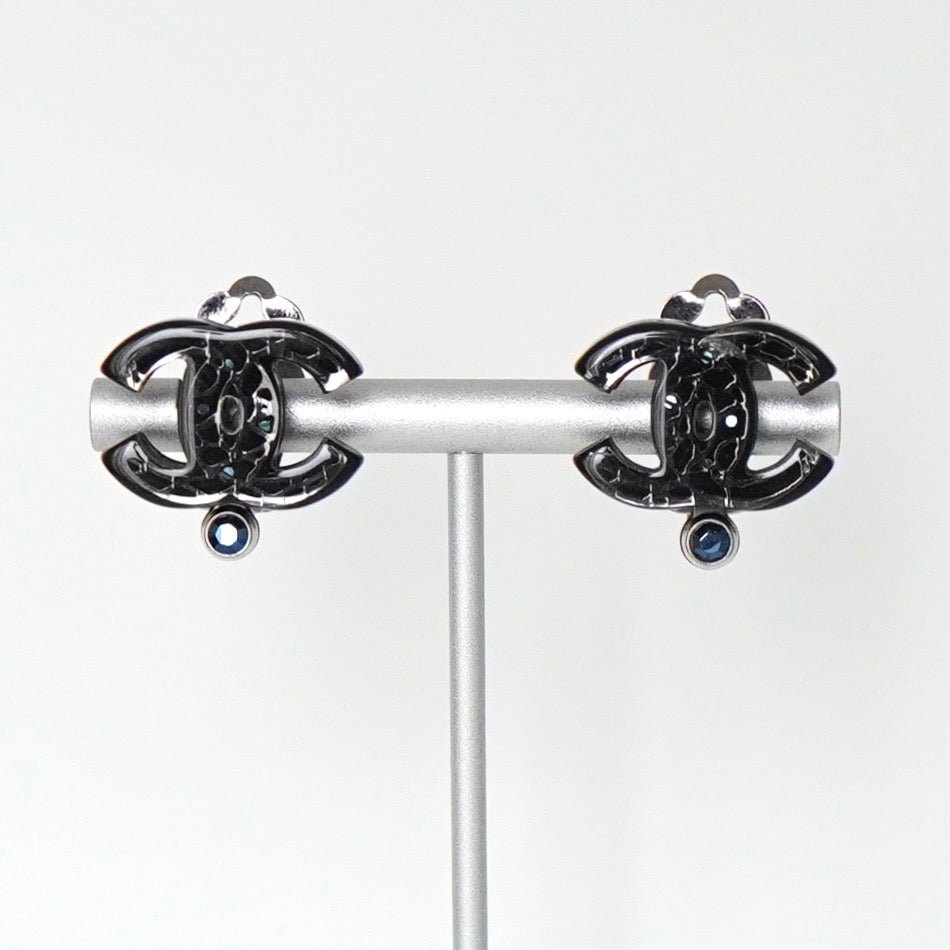 Chanel Coco Mark 1P 宝​​石耳环 黑色