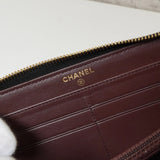 シャネル 2番台 ココマーク マトラッセ キャビアスキン ラウンドファスナー 長財布 ブラック - NEWSED