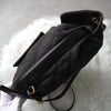 Chanel No. 2 旋锁 Matelasse 牛仔布/皮革背包（黑色）