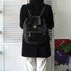 Chanel No. 2 旋锁 Matelasse 牛仔布/皮革背包（黑色）