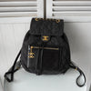 Chanel No. 2 旋锁 Matelasse 牛仔布/皮革背包（黑色）