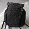 Chanel No. 2 旋锁 Matelasse 牛仔布/皮革背包（黑色）