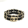シャネル ココマーク レザー 2連チェーン ブレスレット ブラック / GP