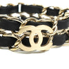 シャネル ココマーク レザー 2連チェーン ブレスレット ブラック / GP