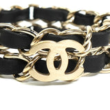 シャネル ココマーク レザー 2連チェーン ブレスレット ブラック / GP - NEWSED