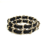 シャネル ココマーク レザー 2連チェーン ブレスレット ブラック / GP - NEWSED