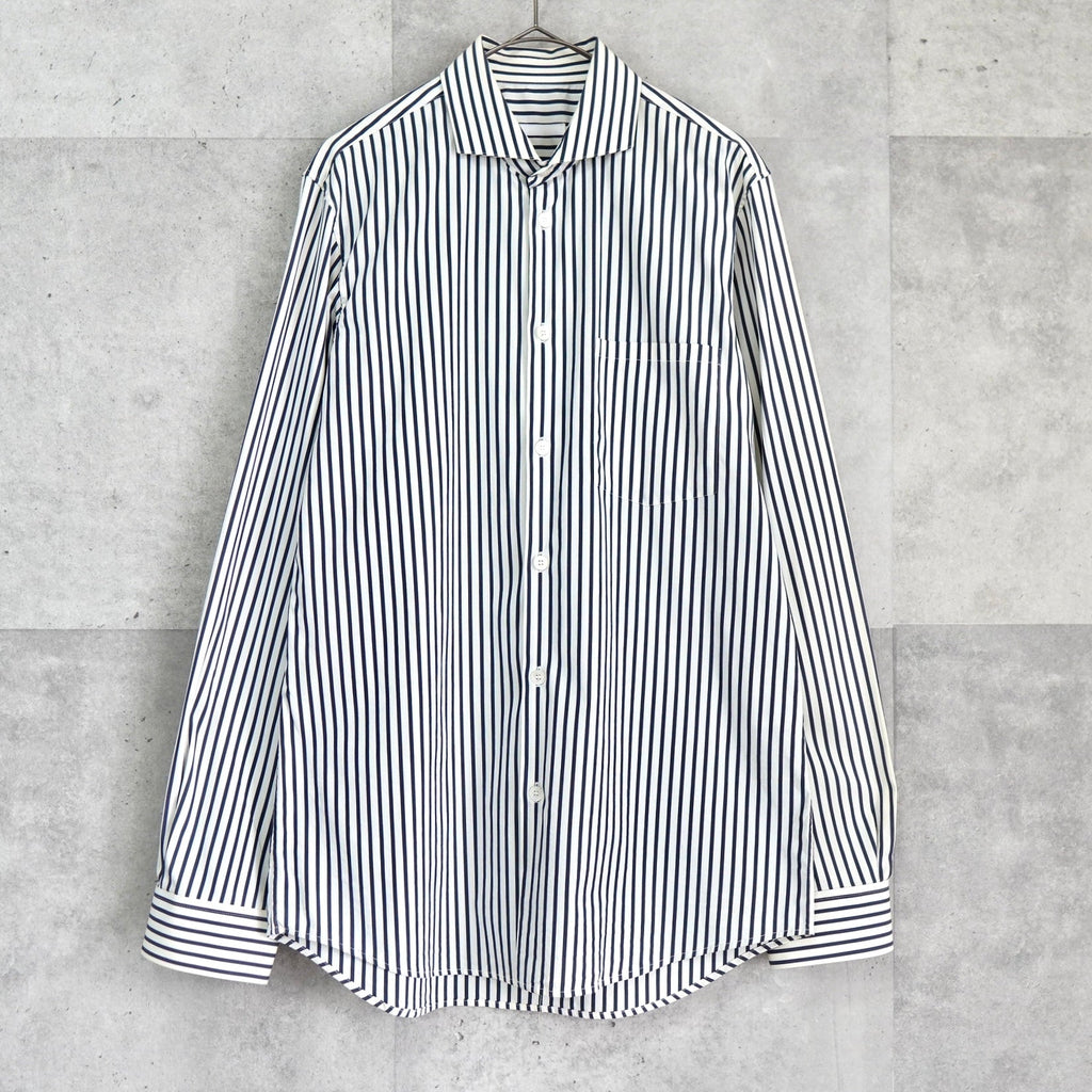Helmut Lang 2000 年代白色/海军蓝条纹长袖衬衫